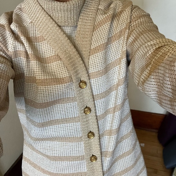 Elegant Cream and Gold Maxi Dress. Vintage Morton Myles. Dress and jacket - Picture 2 of 8